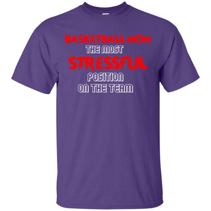 Basketball Mom T-shirt The Most Stressful Position On The Team Purple