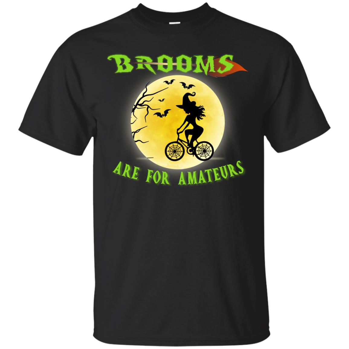 Brooms Are For Amateurs Witches Ride A Bicycle Funny Halloween Shirt Black
