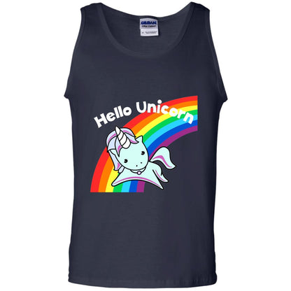 Pink Hello Unicorn Rainbow Unicorn Lover T-shirt Navy