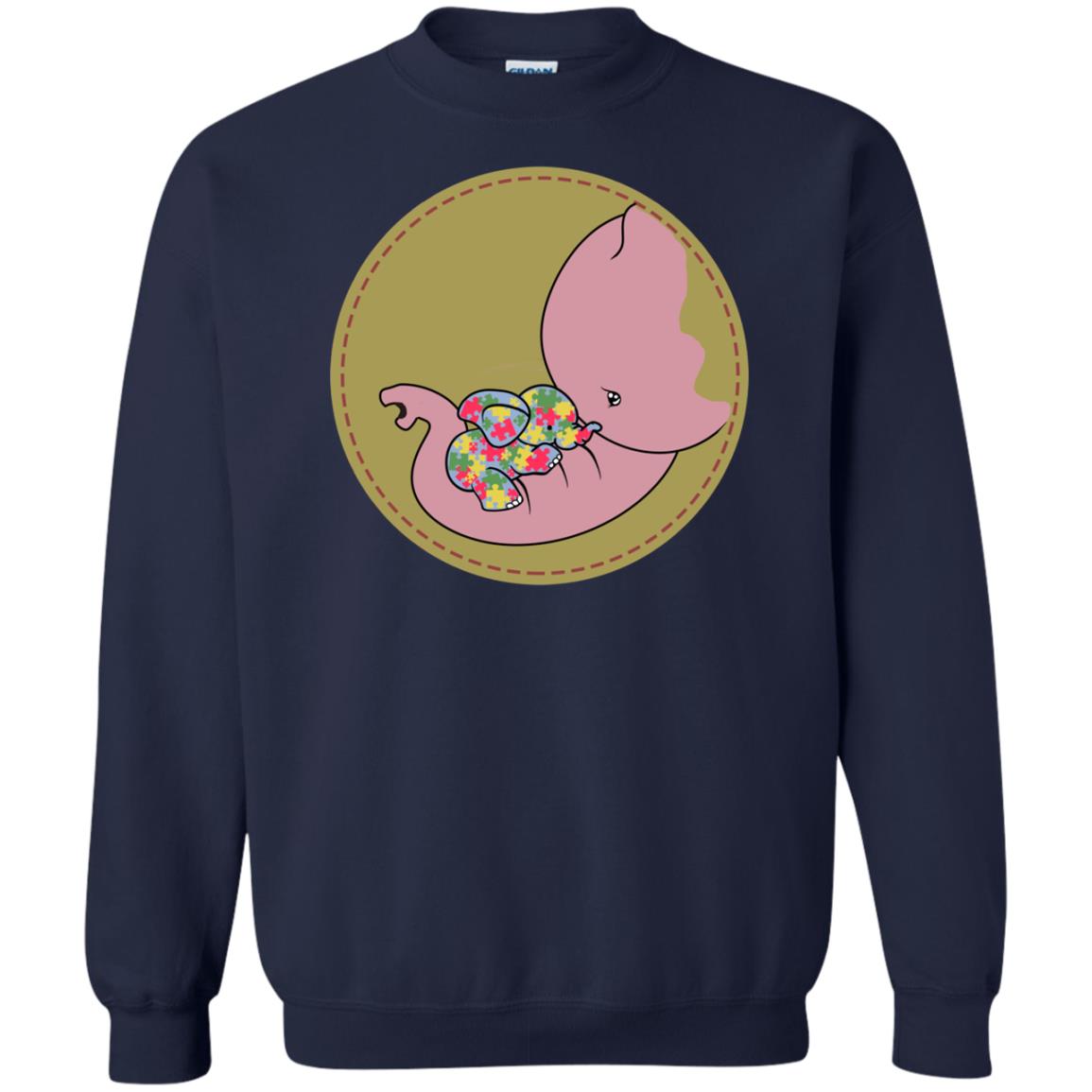 Elephant Mom And Baby Autism Awareness Shirt Navy