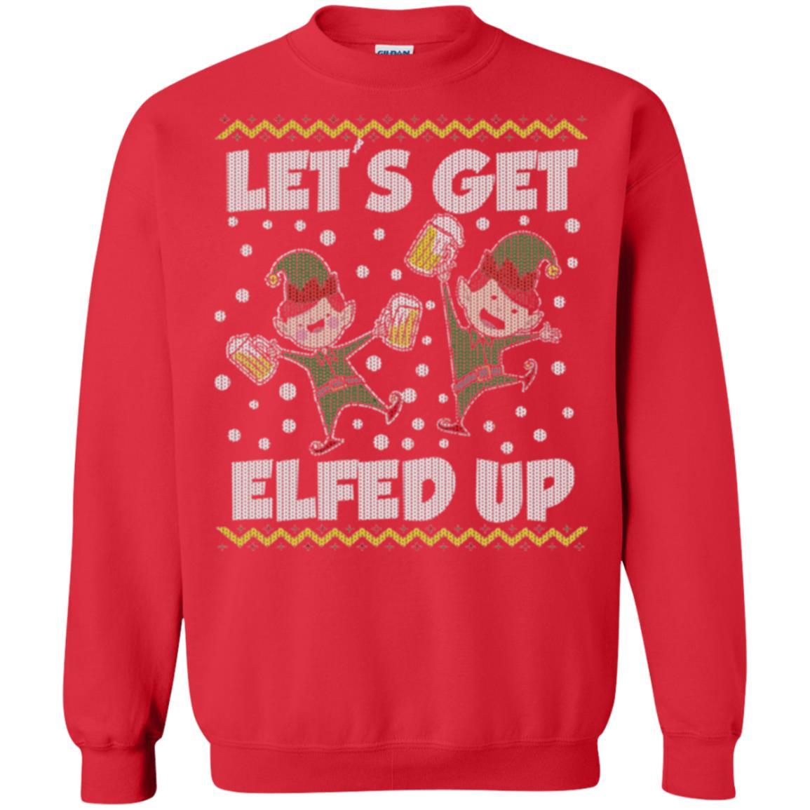 Christmas T-shirt Let's Get Elfed Up Red