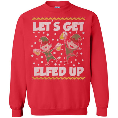 Christmas T-shirt Let's Get Elfed Up Red