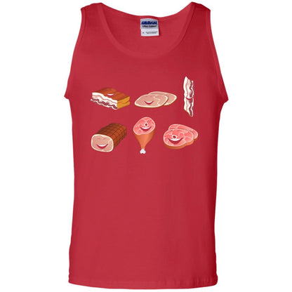 Funny Bbq T-shirt Meat Family Red