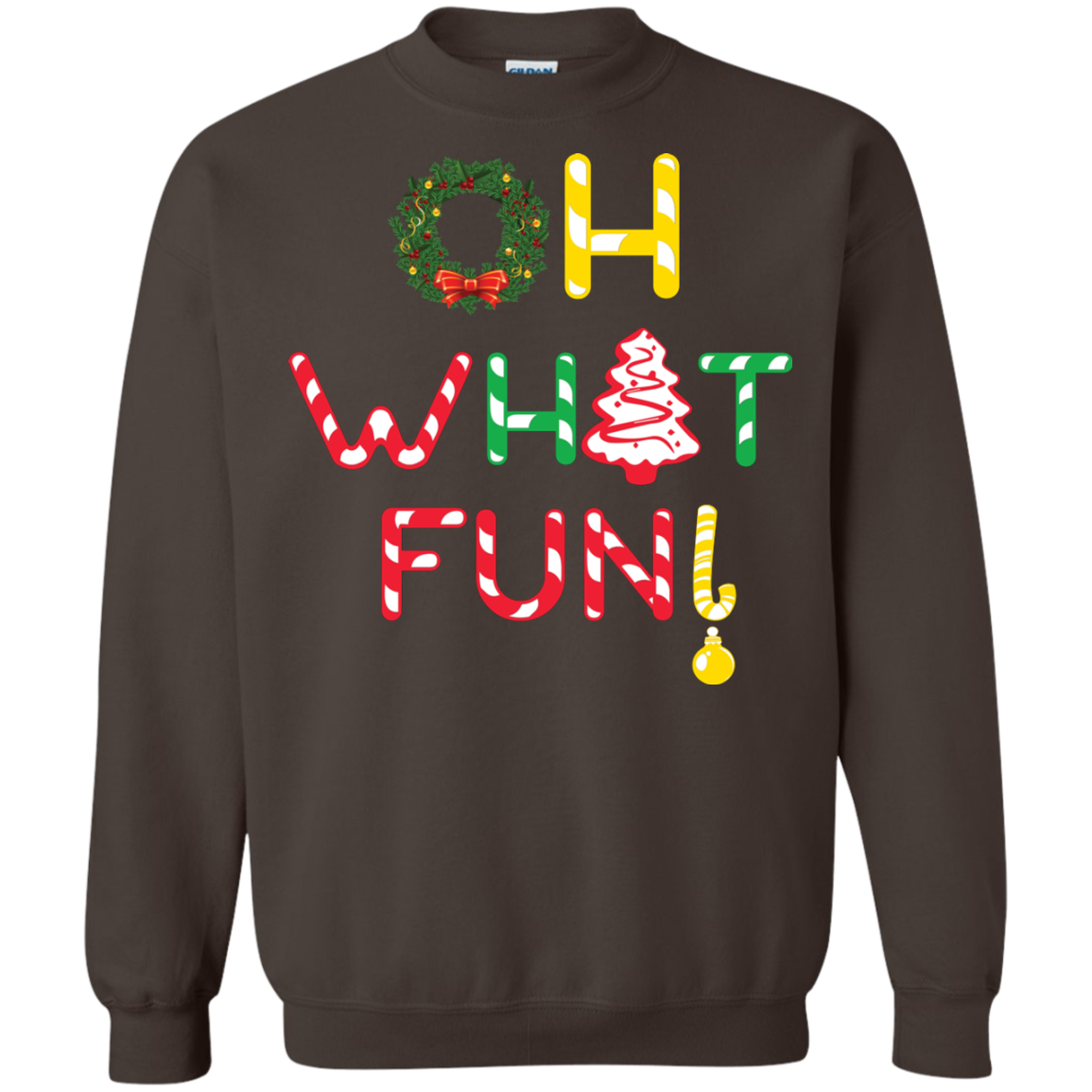 Christmas T-shirt Oh What Fun Dark Chocolate