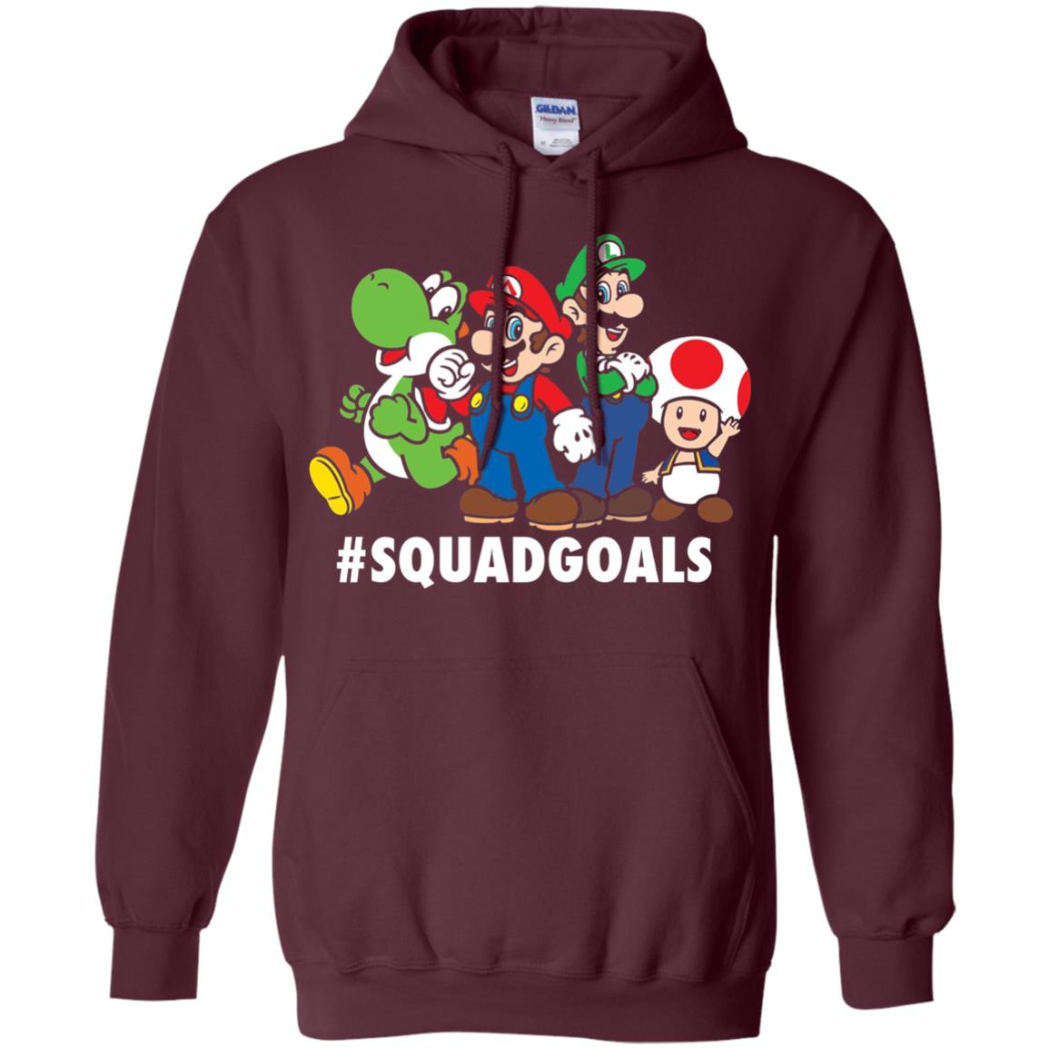 Nintendo Super Mario Luigi #squadgoals Gamer T-shirt Maroon