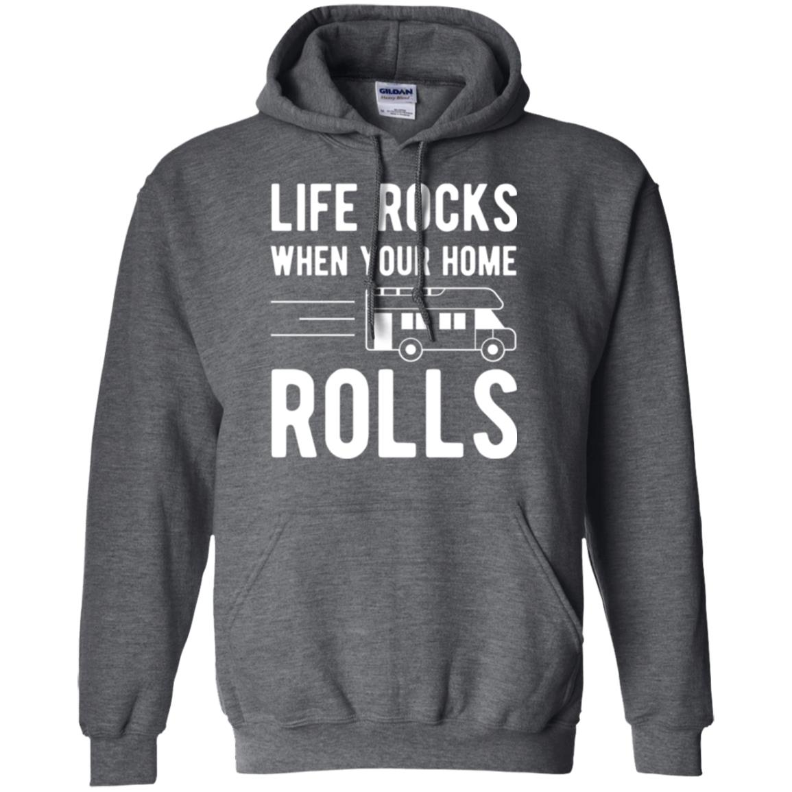Camper Rv T-shirt Life Rocks When Your Home Roll Dark Heather