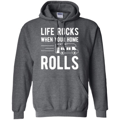 Camper Rv T-shirt Life Rocks When Your Home Roll Dark Heather