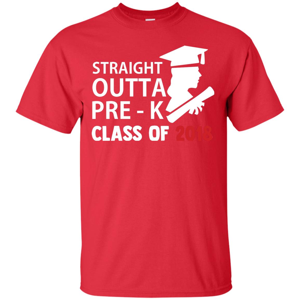 Straight Outta Pre-k Class Of 2018 Preschool Graduation Shirt Red