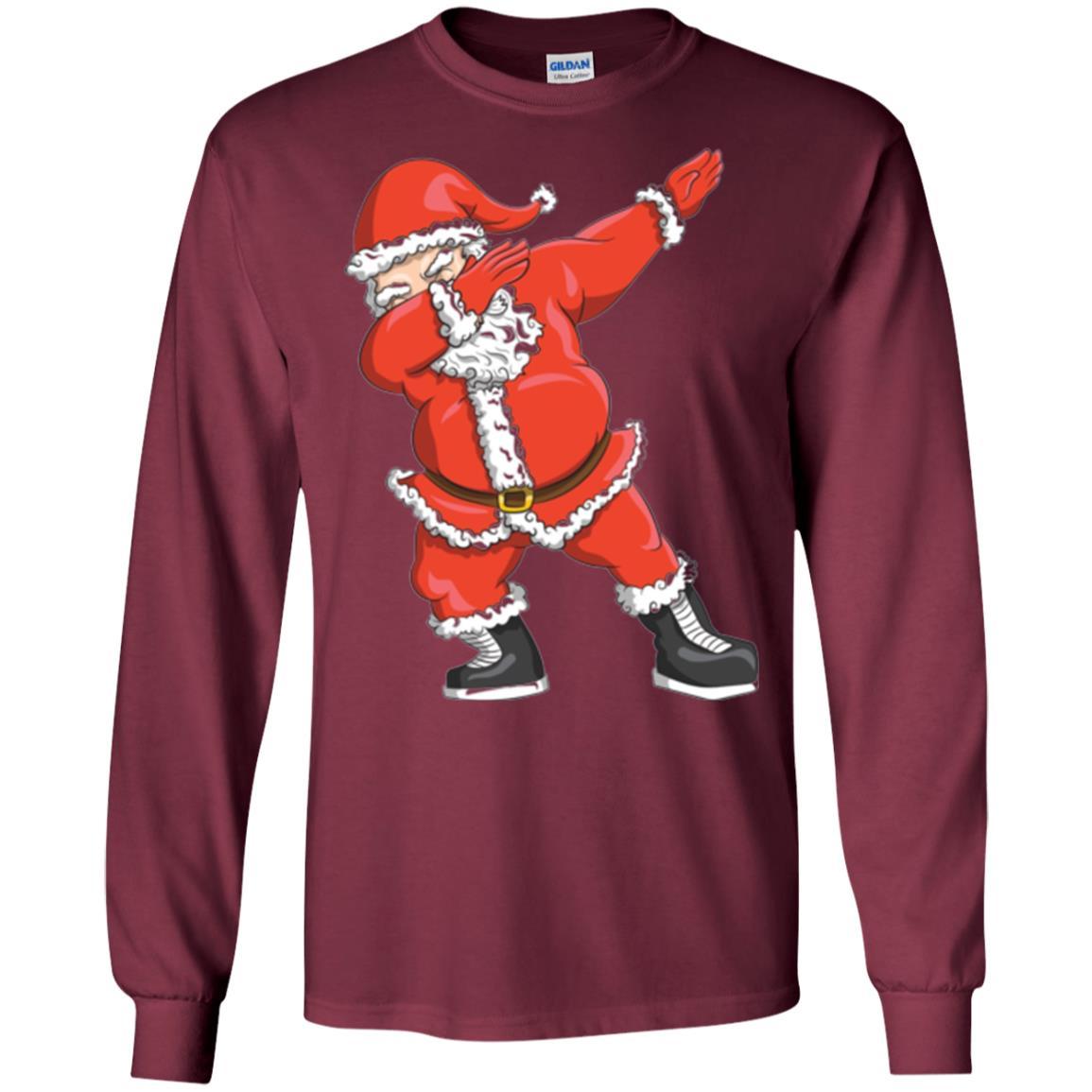 Funny Christmas T-shirt Dabbing Santa Claus Maroon
