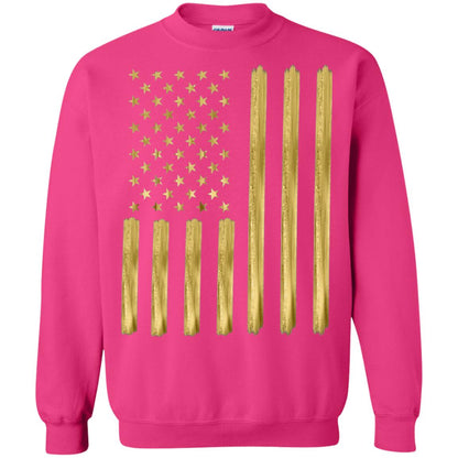 Faux Gold Paint American Flag T-shirt Heliconia