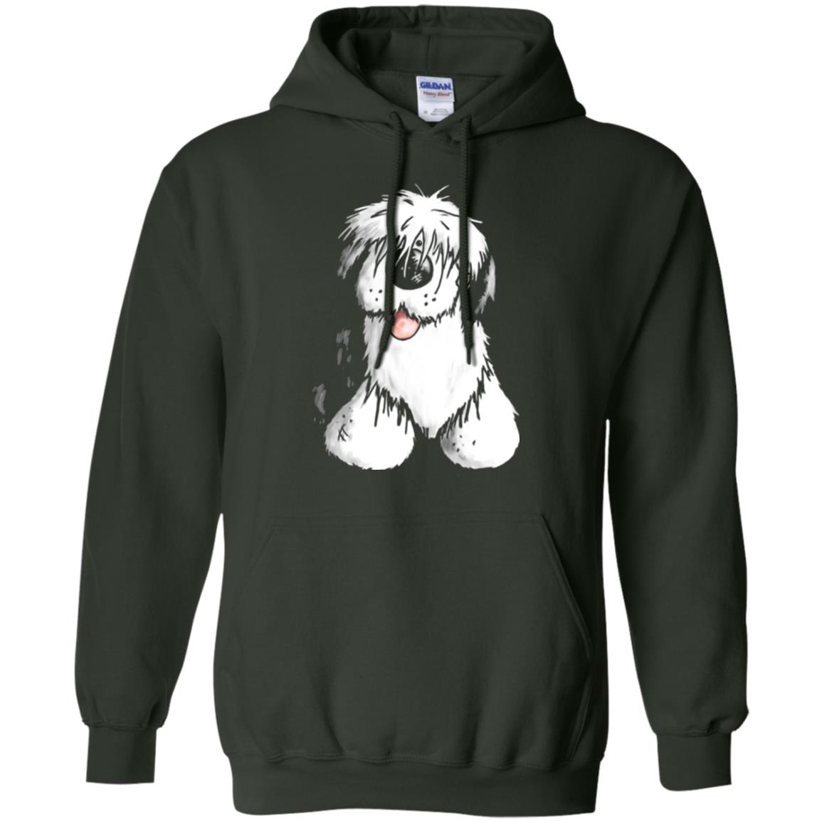 Dog Lover T-shirt Happy Old English Sheepdog Forest Green