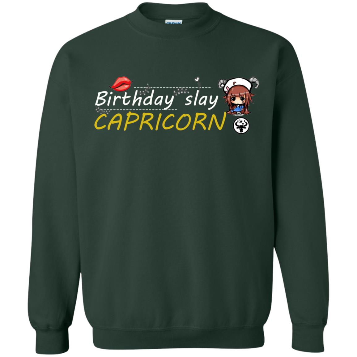 Cute Capricorn Girl Birthday Lip Slay T-shirt Forest Green