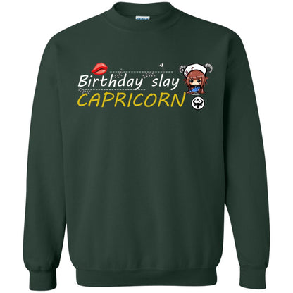 Cute Capricorn Girl Birthday Lip Slay T-shirt Forest Green