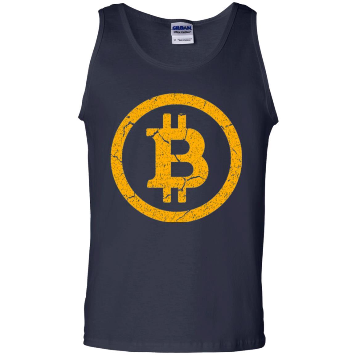 Bitcoin T-shirt Vintage Worn Distressed Look Design Navy