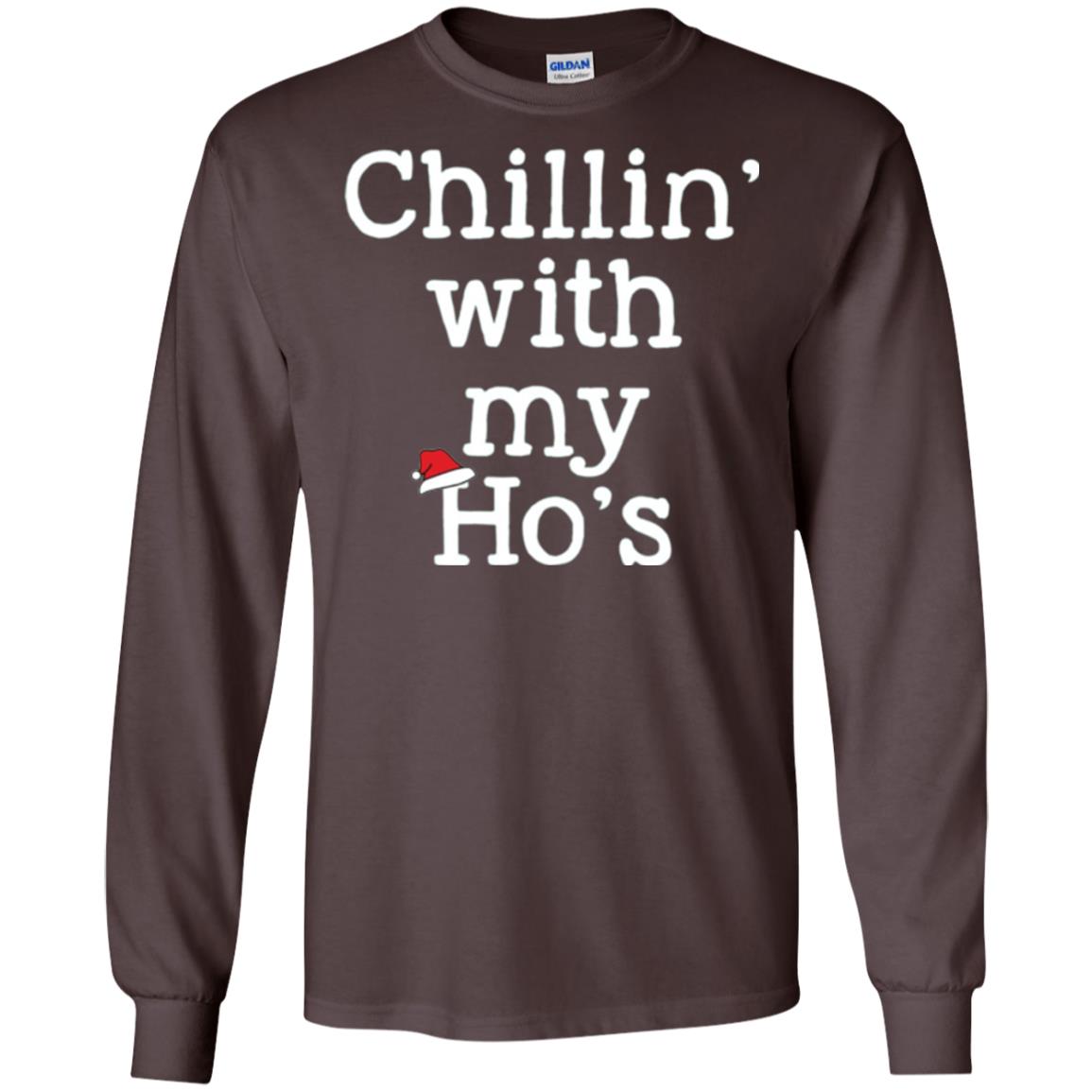 Christmas T-shirt Chillin With My Ho_s Dark Chocolate