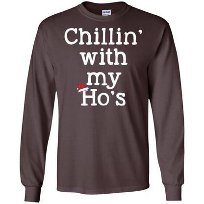 Christmas T-shirt Chillin With My Ho_s Dark Chocolate