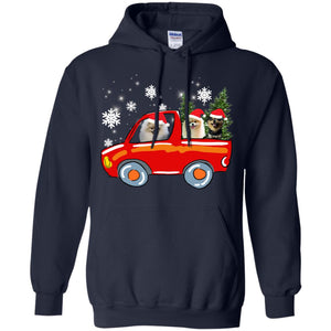 Pomeranians Dogs On Car Merry Christmas Gift ShirtG185 Gildan Pullover Hoodie 8 oz.