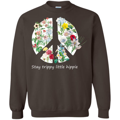 Stay Trippy Little Hippie Peace Sign Shirt Dark Chocolate