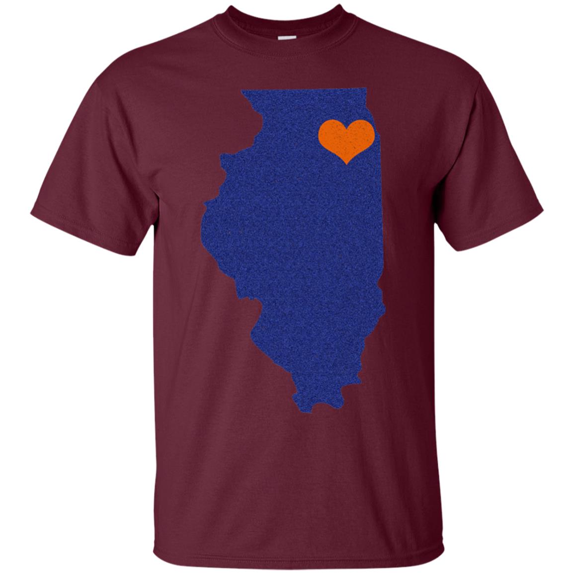 Football T-shirt Chicago Illinois Heart Maroon