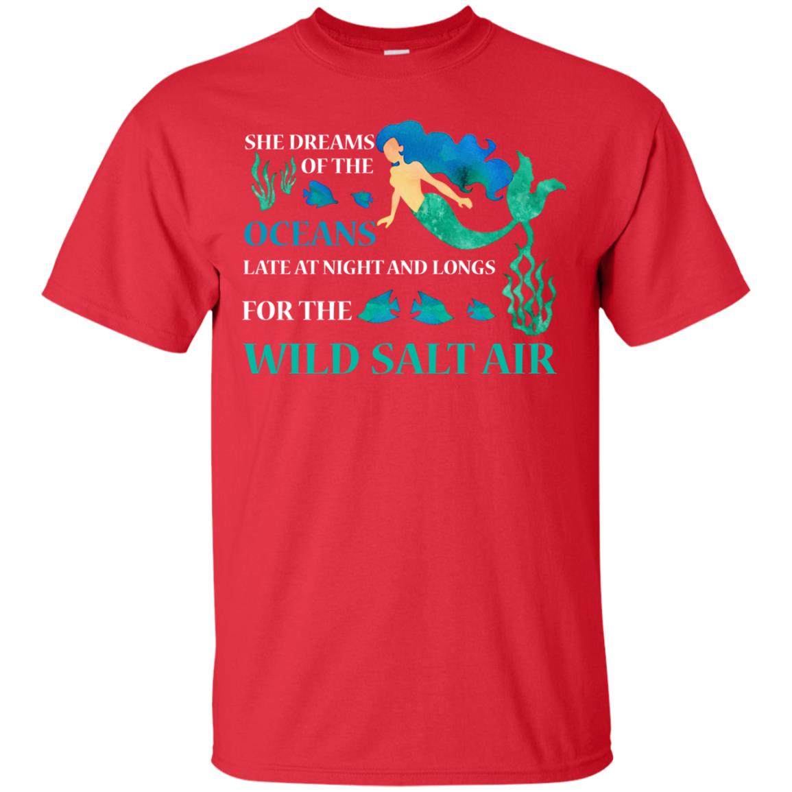 She Dreams Of The Oceans Mermaid T-shirt Red