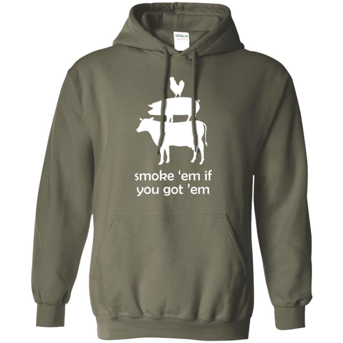 Funny Bbq T-shirt Smoke 'em If You Got 'em Military Green