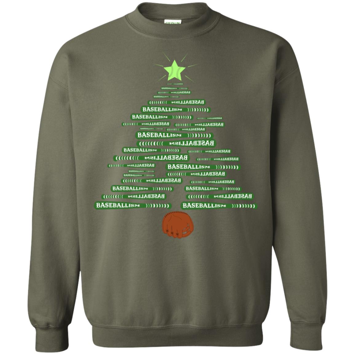 Baseballism Christmas Tree Gift Shirt Military Green