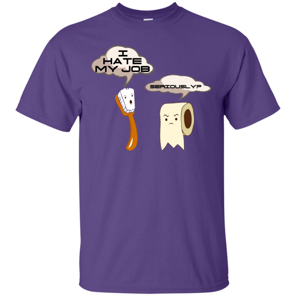 Funny Toothbrush And Toilet Paper I Hate My Job T-shirt Purple