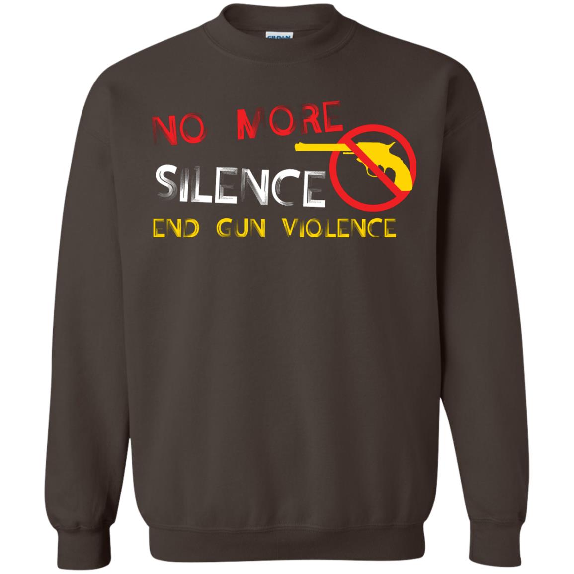 Anti Gun T-shirt No More Silence End Gun Violence Dark Chocolate