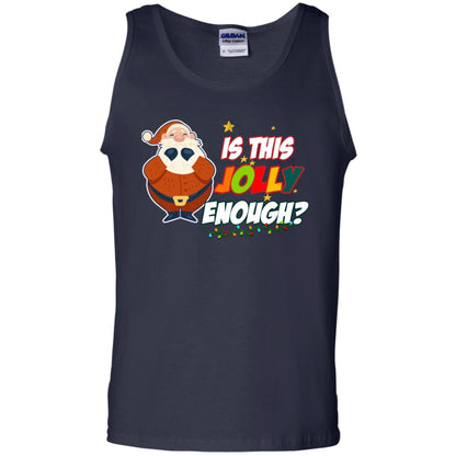Is This Jolly Enough Santa Claus X-mas Quote Shirt Navy
