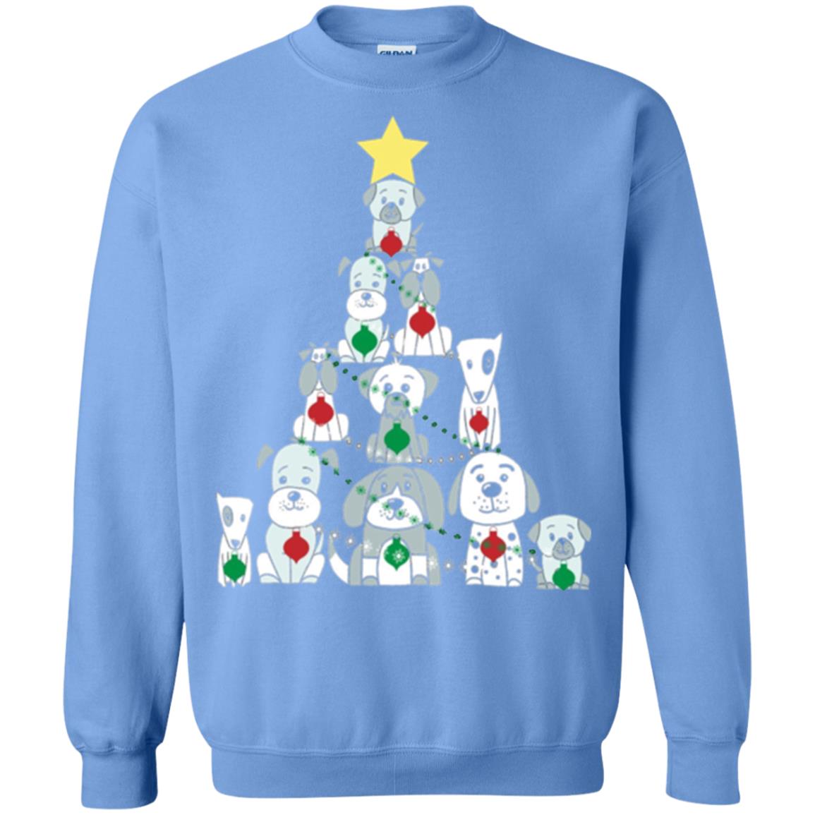 Dogs Lovers T-shirt Christmas Tree By Dogs Carolina Blue