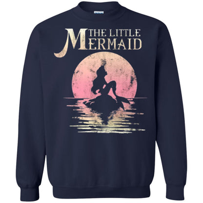 Cartoon T-shirt The Little Mermaid Ariel Rock Moon Silhouette Navy