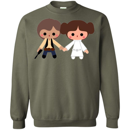 Cartoon T-shirt Han Solo Princess Leia Military Green