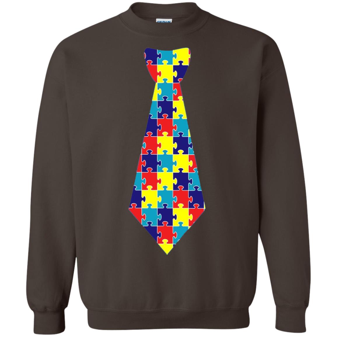 Autism Awareness T-shirt Puzzle Neck Tie 2018 Dark Chocolate