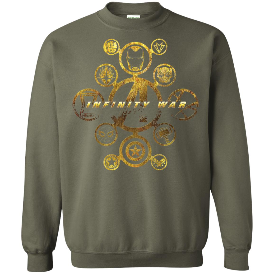 Infinity War Gold Hero Movie T-shirt Military Green
