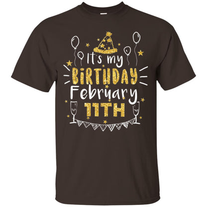 Birthday February 11th Party T-shirt It_s My Birthday Dark Chocolate