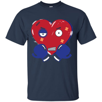 Sad Valentines Day T-shirt Patched Up Heart Navy