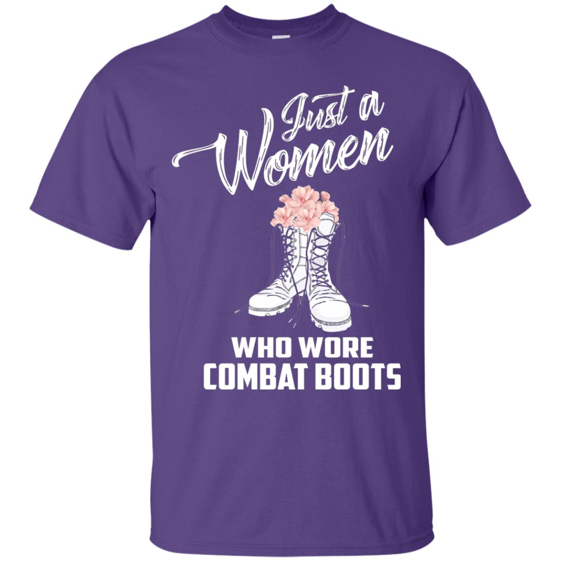 Just A Woman Who Wore Combat Boots Female Veteran T-shirt Purple