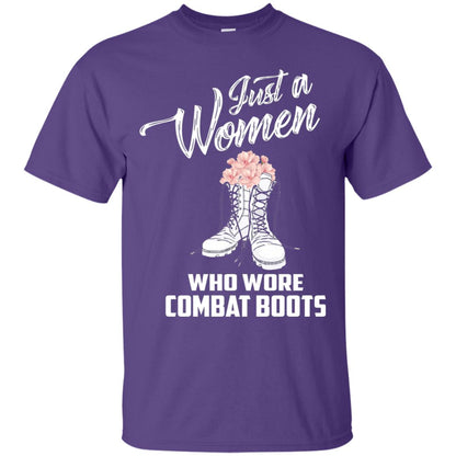 Just A Woman Who Wore Combat Boots Female Veteran T-shirt Purple