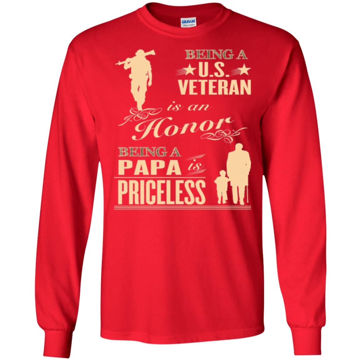 Papa T-shirt Being A U.s Veteran Red