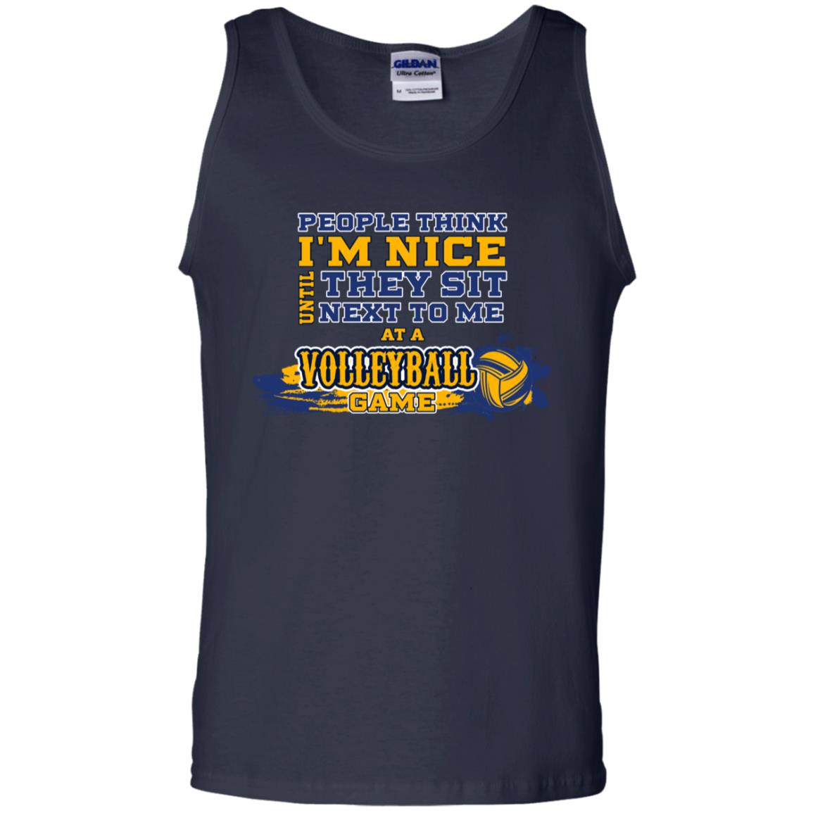 People Think I'm Nice Until They Sit Next To Me At A Volleyball Game Shirt For Mens Or Womens Navy