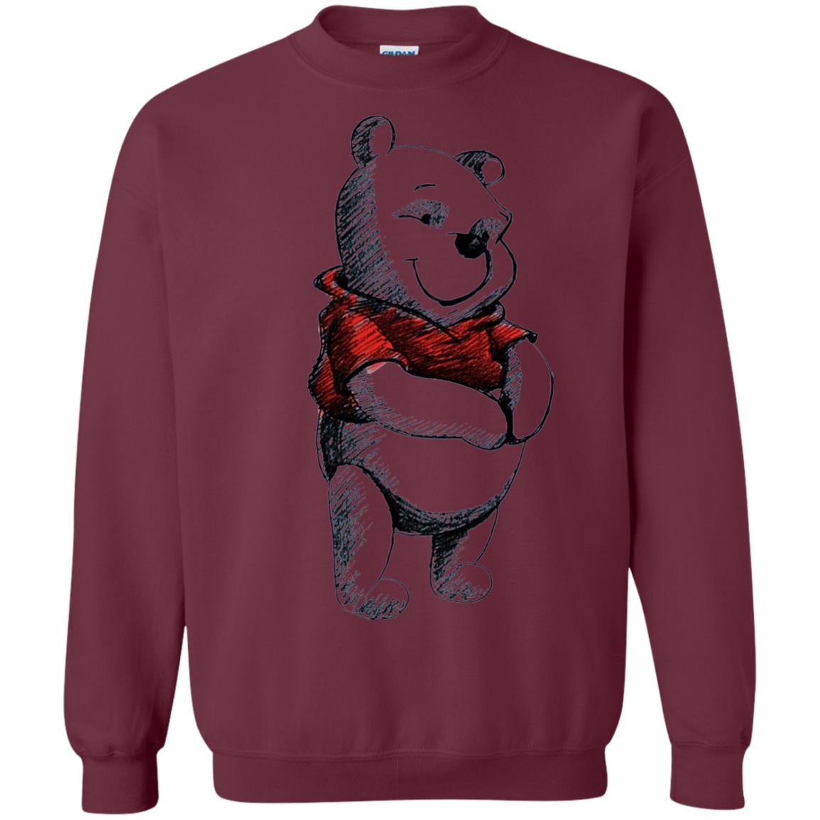 Sketch Of Winnie The Pooh Movie Lover T-shirt Maroon