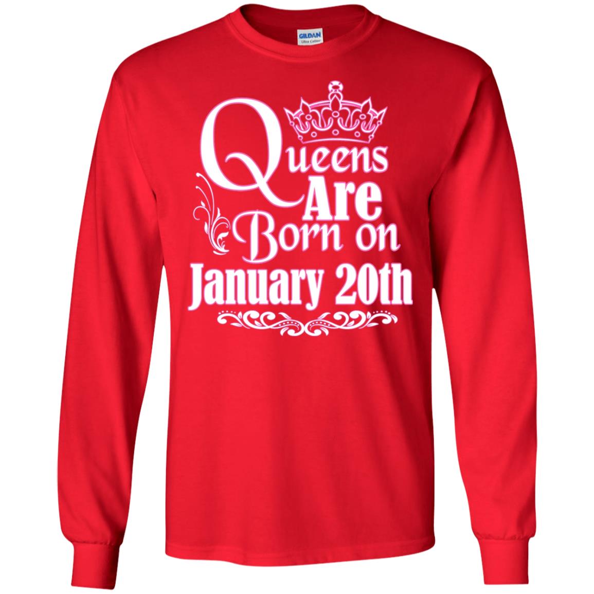 Queens Are Born On January 20th Birthday T-shirt Red