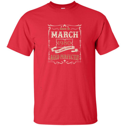 Made In March 1980 The Living Legend 38th Birthday T-shirt Red