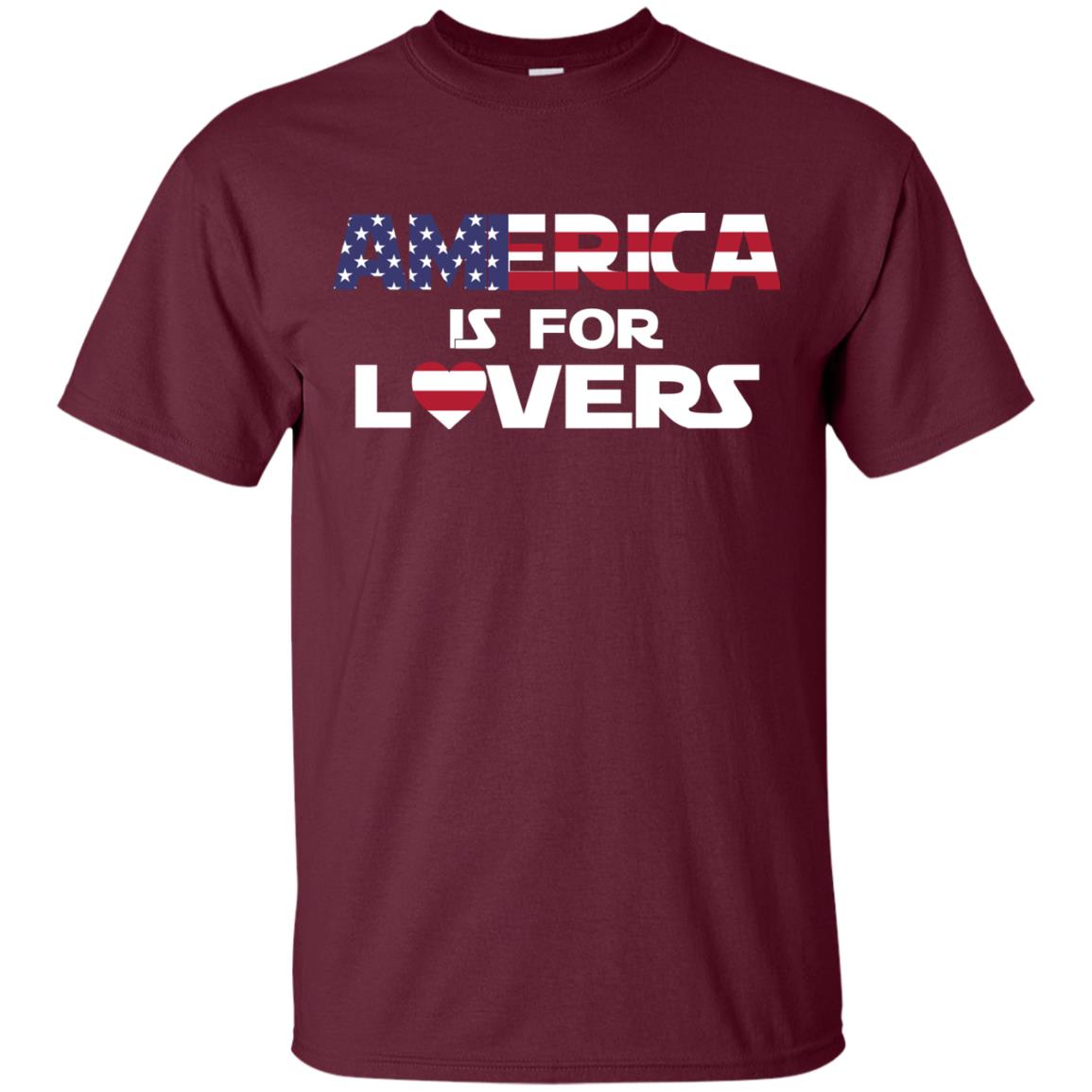 America Is For Lovers Flag Of United States Shirt Maroon
