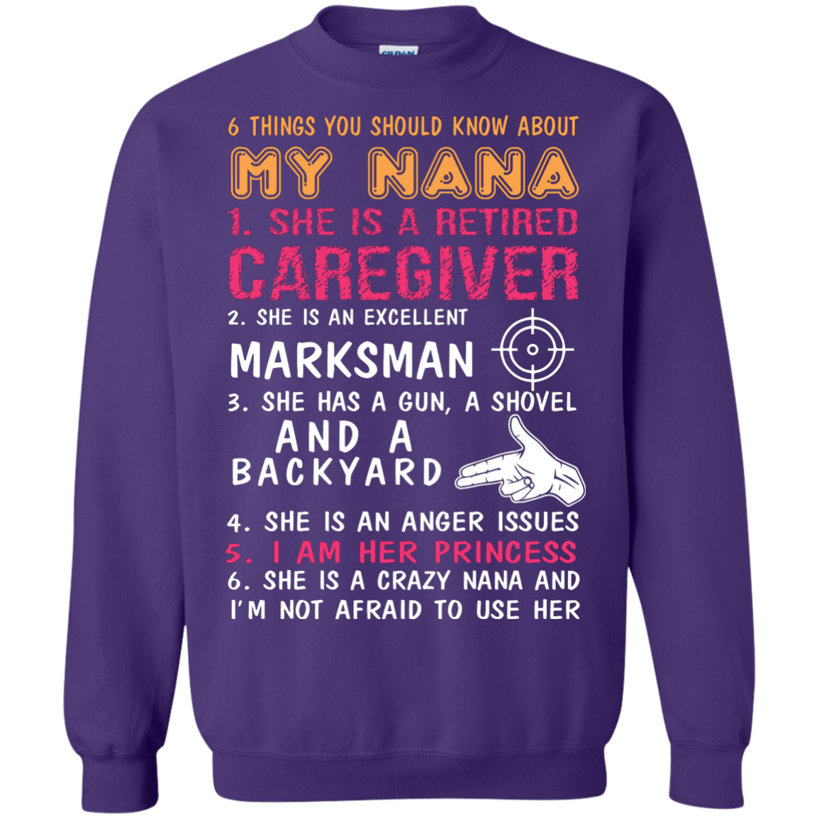 Family T-Shirt 6 Things You Should Know About My Nana Purple