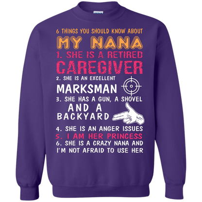 Family T-Shirt 6 Things You Should Know About My Nana Purple