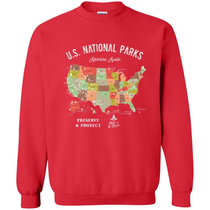 Hiking Camping T-shirt National Park Map Vintage T-shirt Red