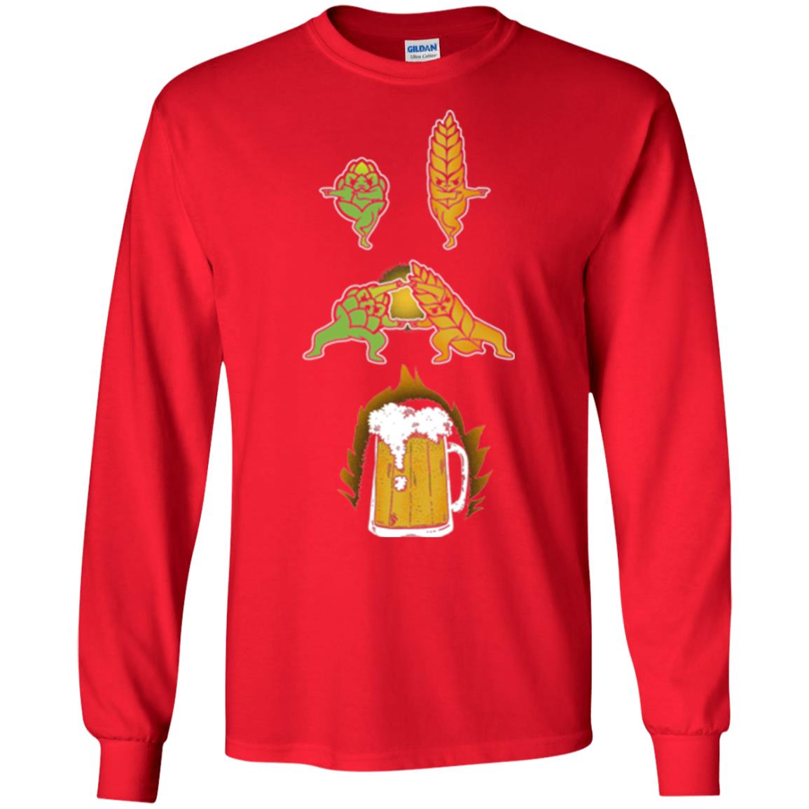 Hop And Malt Fusion To Beer Funny Beer Lover T-shirt Red