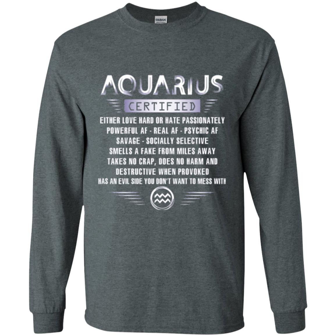 Aquarius Certified Either Love Hard T-shirt Dark Heather