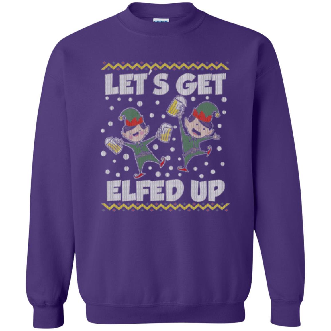 Christmas T-shirt Let's Get Elfed Up Purple